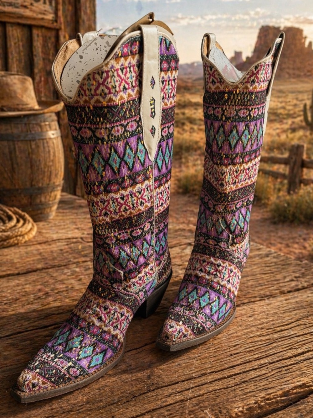 Women's Multicolor Patterned Cowboy Boots. Tanner Mark